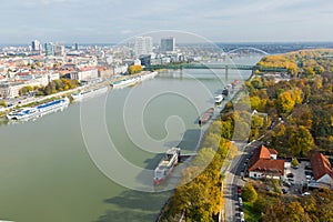 View over Bratislava downtown with Danube