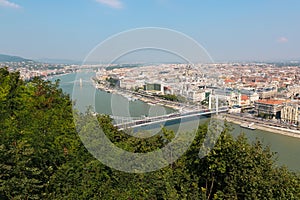 View over Budapest and Elisabeth Bridge, Hungary