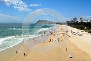 View over Burleigh Heads beach in Queensland, Australia.