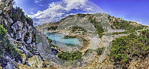 View over Cala Corsara, Spargi Island, Maddalena Archipelago, Sardinia, Italy