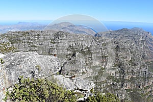 View over Cape Town from the big Table Mountain in South Africa