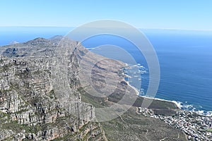 View over Cape Town from the big Table Mountain in South Africa