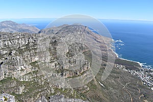 View over Cape Town from the big Table Mountain in South Africa