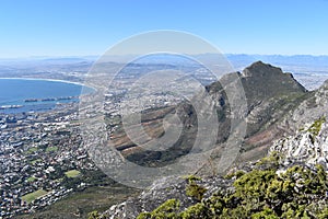 View over Cape Town from the big Table Mountain in South Africa