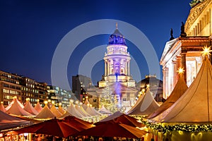 View over the Christmas Market on the Gendarmenmarkt in Berlin, Germany