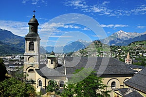 View over Church in Old Town of Sion photo