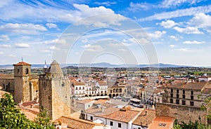 View over the church towers and market square of Trujillo photo