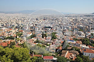 View over the city from Acropolis hill in Athens, Greece. Panorama of Athens