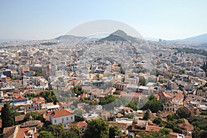 View over the city from Acropolis hill in Athens, Greece. Panorama of Athens