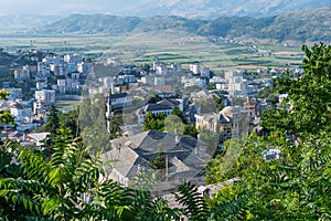 View over city of Gjirokastra in albania