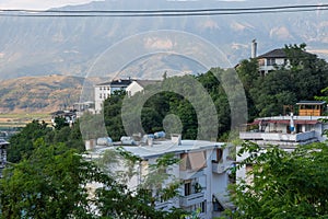 View over city of Gjirokastra in albania