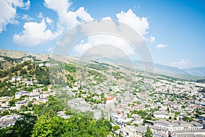 View over city of Gjirokastra in albania