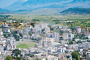 View over city of Gjirokastra in albania