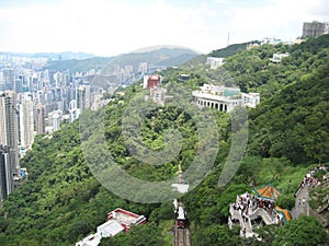 View over the city and mountain from Victoria peak, Hong Kong photo