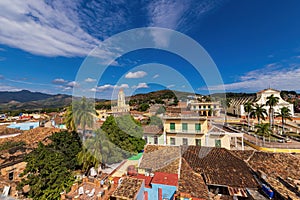 View over the city Trinidad on Cuba with Convent of Assisi