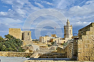 View over the city of Victoria at Gozo, the neighboring island of Malta