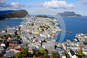 View over the city of Ãâ¦lesund, Norway photo