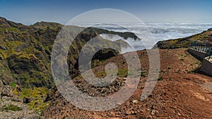 View over the clouds from slopes of Pico do Arieiro, Madeira timelapse photo