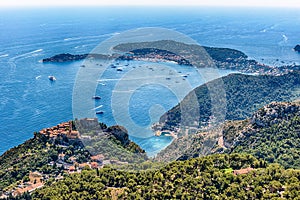 View over the coastline of the French Riviera, Eze, France