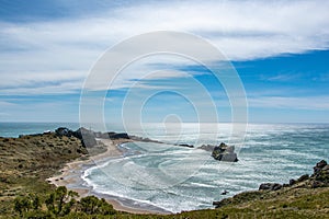 View over Deliverance Cove and Castlepoint Lighthouse