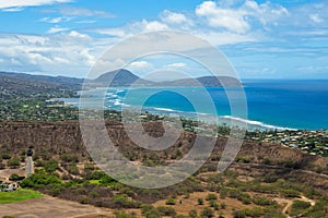 view over Diamond head mountain in Oahu island photo