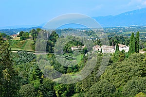 View over the dolomite foothills Asolo Italy