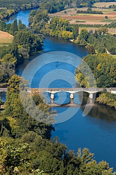 View over the Dordogne river seen from Domme village, France