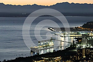 A View Over Elliott bay and Smith cove from Space needle