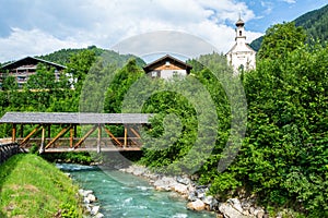 View over Enns river in Flachau, Austria