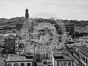 View over Florence center and famous Palazzo Vecchio