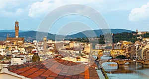 View over Florence with the Ponte Vecchio and Palazzo Vecchio