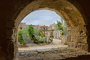 View over the garden of the monastery Arkadi on the greek island of crete in summer