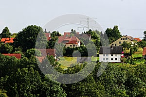 View over german village in summer