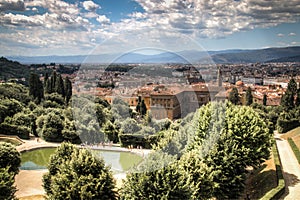 View over Giardino di Boboli in Florence, Italy