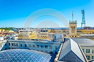 View over glass cupola of palacio de cibeles in Madrid, Spain photo