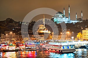 View over Golden Horn in Istanbul on night