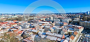 View over Gothenburg with historical Haga district during winter photo