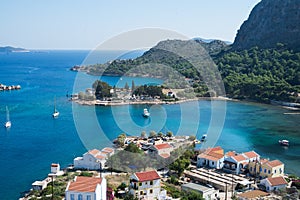 View over Greek islands Kastelorizo and the sea