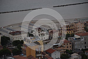 View over Grottammare, front of the Adriatic sea