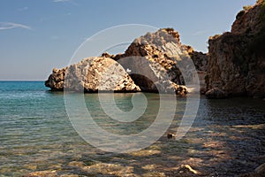 View over Guidaloca Beach and the tranquil waters, Castellammare del Golfo