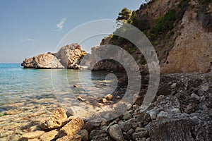 View over Guidaloca Beach and the tranquil waters, Castellammare del Golfo