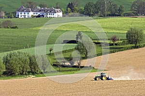 View over hilly Limburg agrarian landscape