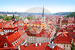 View over historic center of Prague