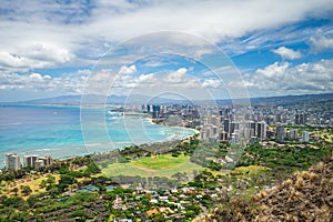 view over honolulu from diamond head mountain in Oahu, Hawaii