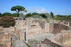 View over the House of the Porch, Ostia Antica, Italy