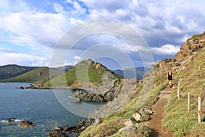 view over Illes Sanguinaires, genoese tower and Pointe de la Parata near Ajaccio, Corsica, France photo