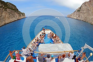 Summer landscape. Ionian Sea from the Navagio Bay - Zakynthos Island, landmark attraction in Greece. Seascape