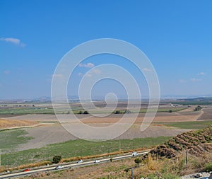 The view over Jezreel Valley at Tel Megiddo. Known as The Valley of Armageddon