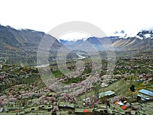 view over Karimabad in prestine Hunza Valley, Karakoram Highway, Pakistan