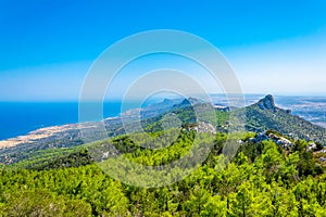 View over Karpaz peninsula in the northern Cyprus from Kantara castle